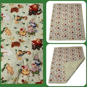 Retro Fairy Tale Nursery Rhymes Handmade Baby Blanket, 43" X 36"